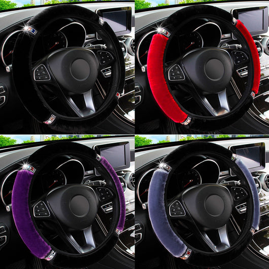 Funda de Volante Peluche Diamante Elástica Corta