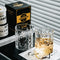 Vaso de Whiskey Europeo con Borde Dorado y Cristal Grueso Grabado