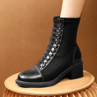 Botas Tobilleras Estilo Británico con Tacón Bajo y Caña Gruesa - Image 3