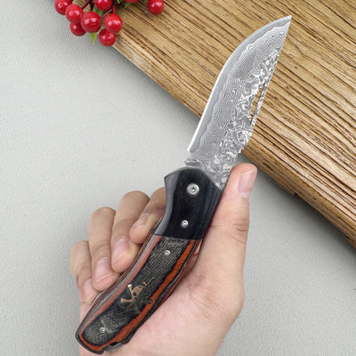 Cuchillo Plegable de Acero Damasco Portátil - Image 10
