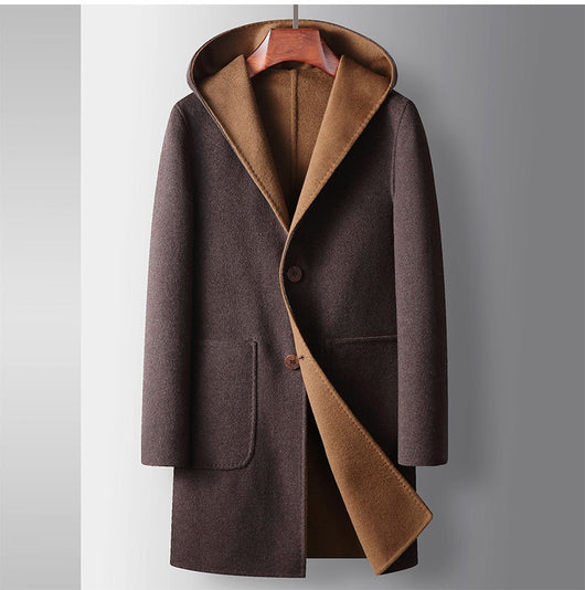 Abrigo de Lana Reversible para Hombre con Capucha - Image 21