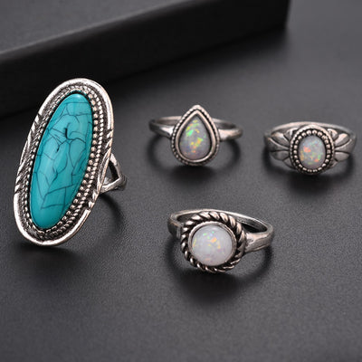 Anillo de Ocho Piezas con Gema y Hoja Geométrica - Image 5