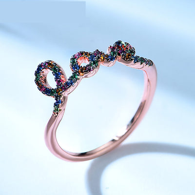 Anillo de Plata Esterlina Personalizado Arcoíris con Diamante