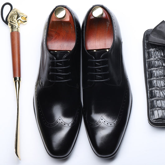 Zapatos Brogue Clásicos con Punta Redonda Tallada para Hombre - Image 11
