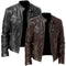 Chaqueta de Cuero PU Slim con Cuello Elevado