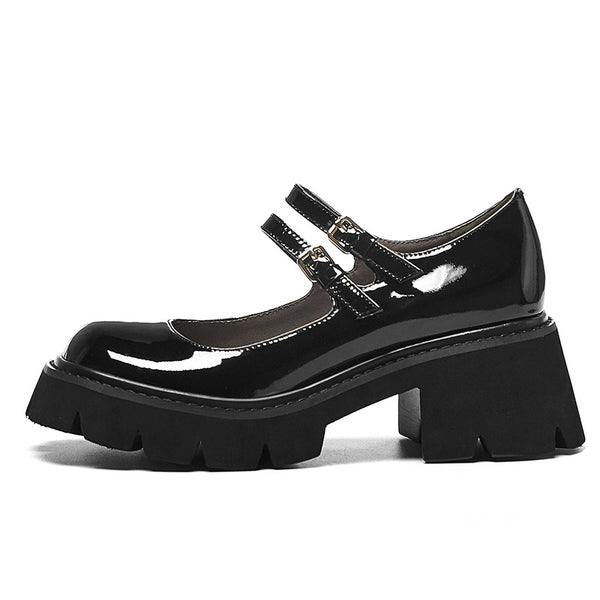 Zapatos de Cuero con Punta Redonda