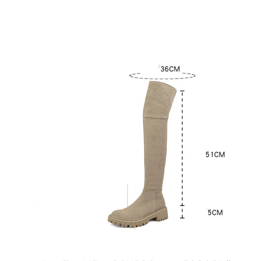 Botas Over The Knee de Cuero Genuino con Acabado Frosted para Mujer - Image 6