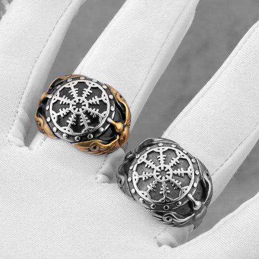 Anillo de Acero Inoxidable con Brújula y Runas Nórdicas para Hombre - Image 5