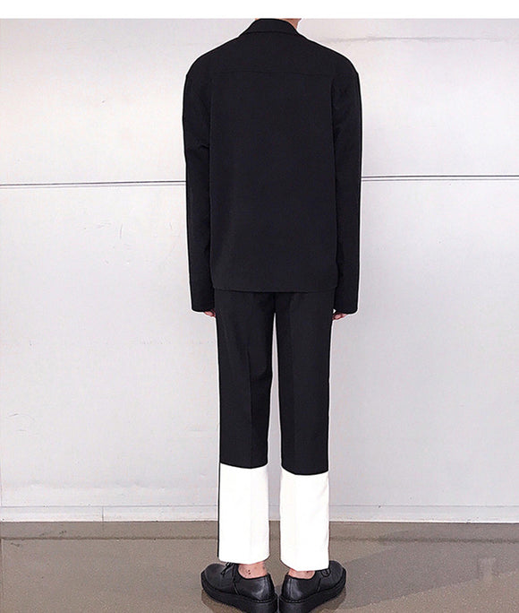 Pantalones Casuales Holgados Rectos con Costura de Nueve Puntos