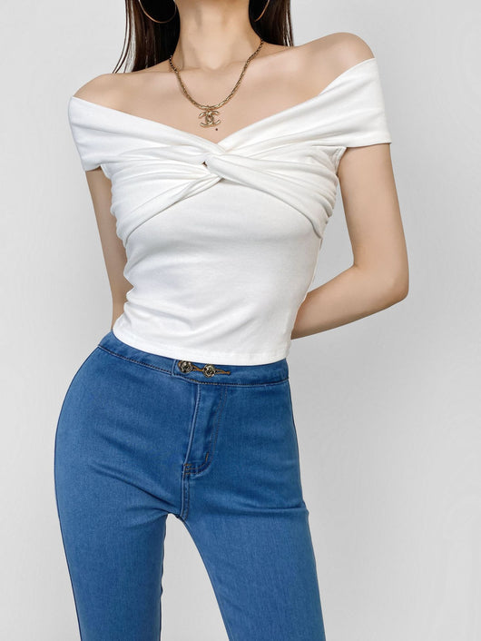 Camiseta Manga Corta con Pliegues y Capas Anudadas - Image 28