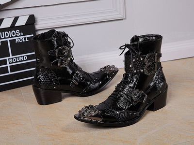 Botas de Cuero Vintage Europeas y Americanas para Hombre - Image 11