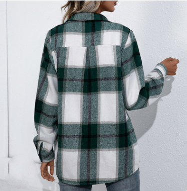 Camisa Suéter Cuadros Cashmere Grueso Holgada y Cómoda - Image 12