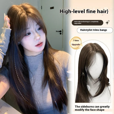 Peluca Larga Estratificada Cabello Liso Cobertura Total para Mujer