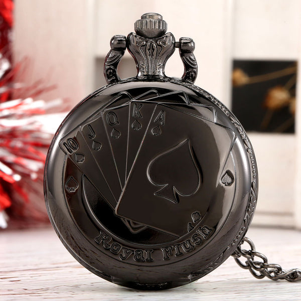 Reloj de Bolsillo Vintage Póker Flush Real con Movimiento de Cuarzo