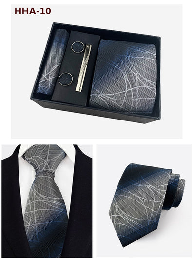 Set de Corbata Paisley con Clip y Caja de Regalo - Corbata Negra Elegante para Negocios - Image 37