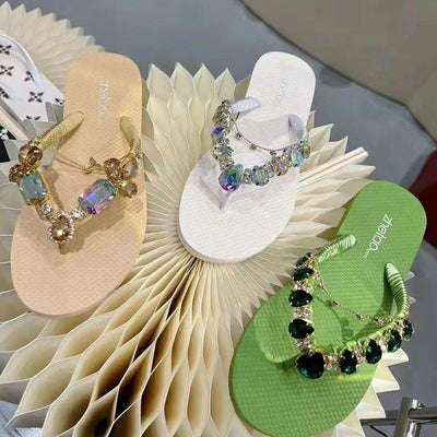 Sandalias de Playa Mujer con Diamantes Brillantes - Suela Antideslizante