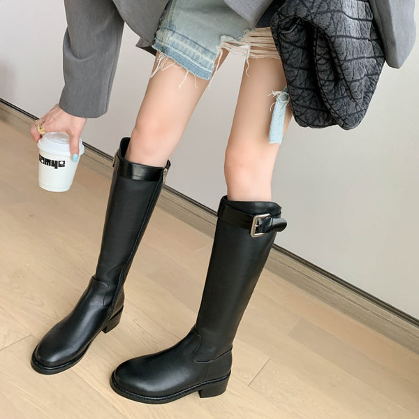 Botas de Cuero hasta la Rodilla - Corte Recto y Elegante