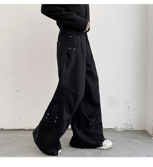 Pantalones Anchos Plisados Hombre - Corte Relajado Oscuro - Image 9