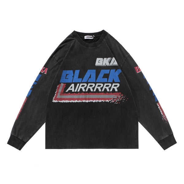 Camiseta Manga Larga Cuello Redondo Efecto Desgastado con Letras Racing - Image 3