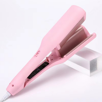 Lavender hair waver with rose gold corrugated plates for creating small curls or waves, shown on a white background. - Image 3