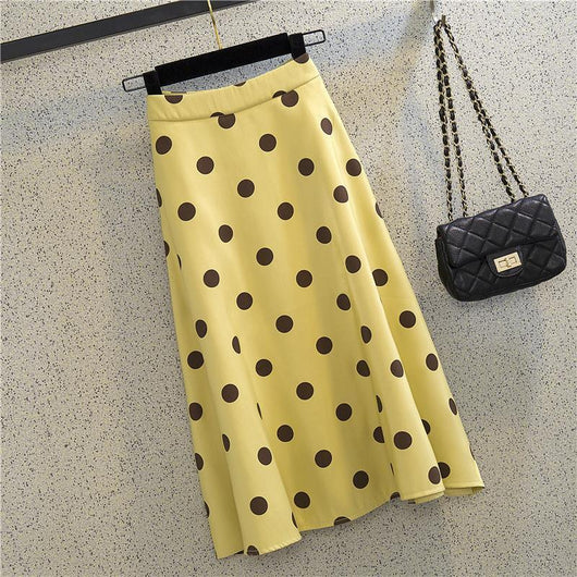 Falda Midi Lunares Cintura Alta Corte A Elegante - Image 10