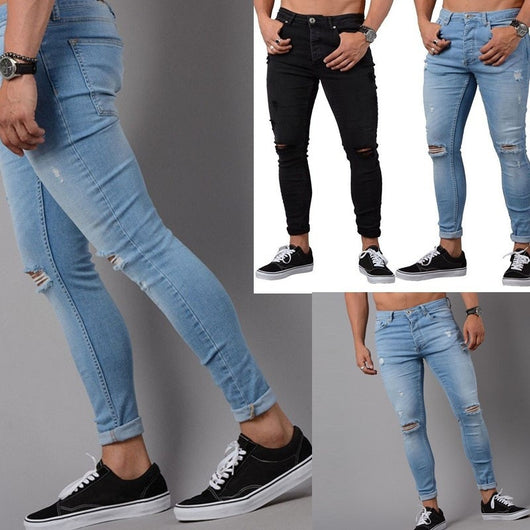 Jeans Rotos para Hombre con Desgarre en los Tobillos