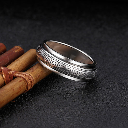 Anillo de Plata Tailandesa con Patrón Geométrico para Hombre - Image 6