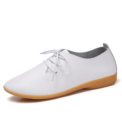 Zapatos Blancos Planos Clásicos Estilo Británico para Mujer - Image 8