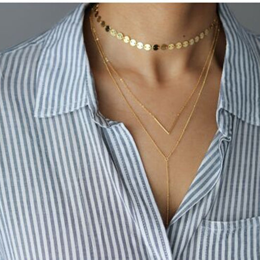 Collar Colgante V Vintage con Lentejuelas de Aleación - Gargantilla Multicapa - Image 2