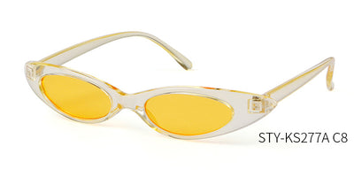 Clear frame cat eye sunglasses with bright yellow lenses, suitable for fashion wear and sun protection. - Image 44