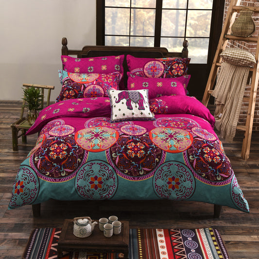 Juego de Cama de 3 Piezas con Estampado Étnico en Poliéster