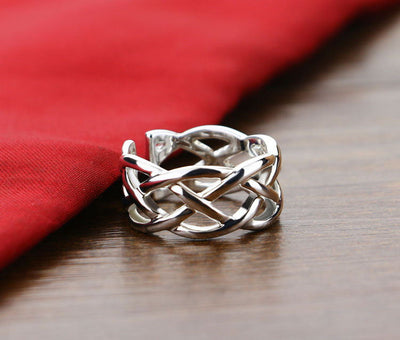 Anillo Trenzado Plateado con Tejido Entrelazado - Image 5