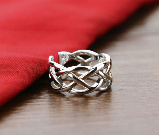 Anillo Trenzado Plateado con Tejido Entrelazado - Image 5