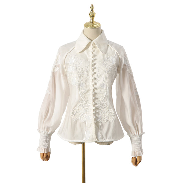 Blusa con Encaje Bordado Elegante