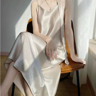 Vestido Largo Temperamento Francés para Mujer con Tirantes - Image 7
