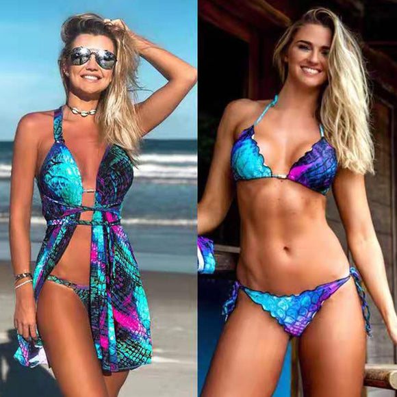 Bikini Halter de Tres Piezas con Tirantes Ajustables