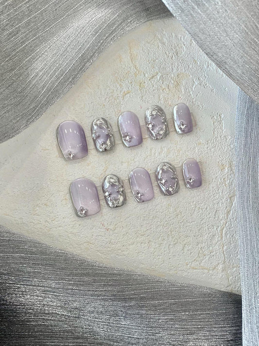 Adhesivos de Uñas Cortas Púrpura Claro Bucheriti - Image 2