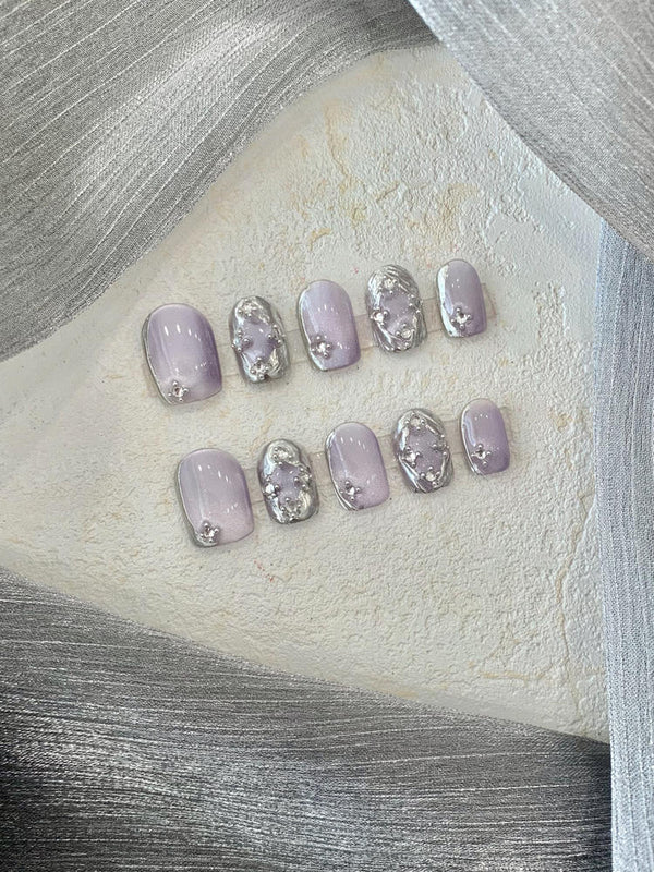 Adhesivos de Uñas Cortas Púrpura Claro Bucheriti