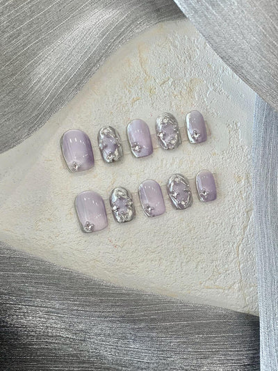 Adhesivos de Uñas Cortas Púrpura Claro Bucheriti - Image 2
