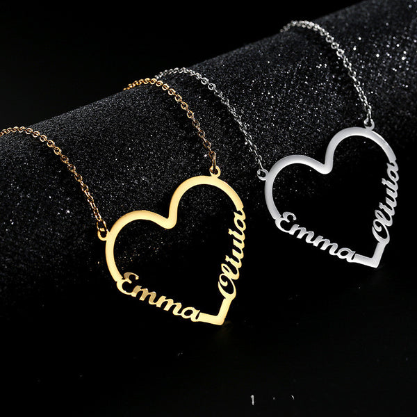 Collar Corazón Personalizado Acero Inoxidable Dorado con Iniciales para Mujer
