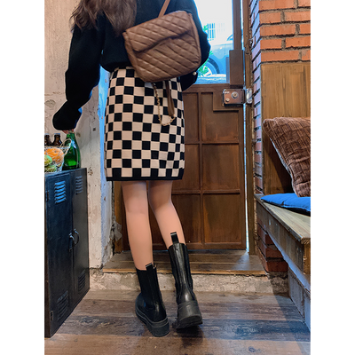 Falda Tejida Cintura Alta Ajustada Línea A para Primavera y Otoño - Image 6