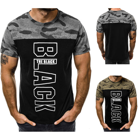 Camiseta Cuello Redondo Camuflaje con Estampado de Letras - Image 9