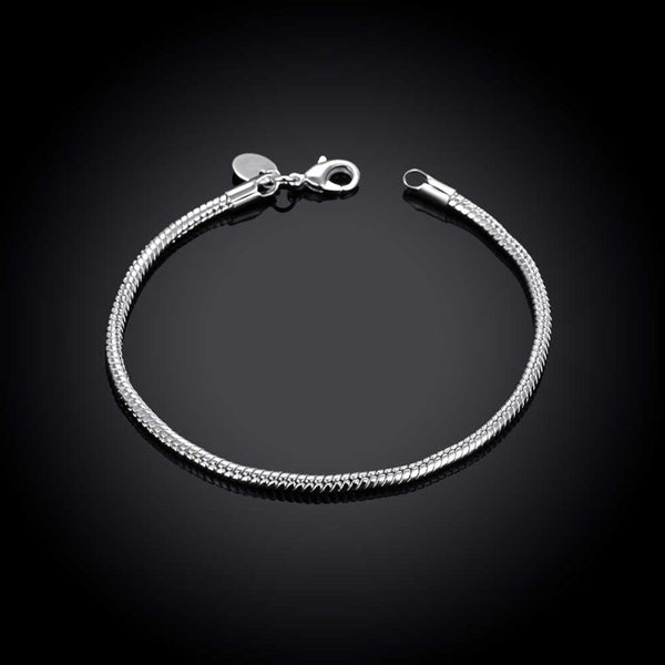 Pulsera de Plata con Hueso de Serpiente 3mm