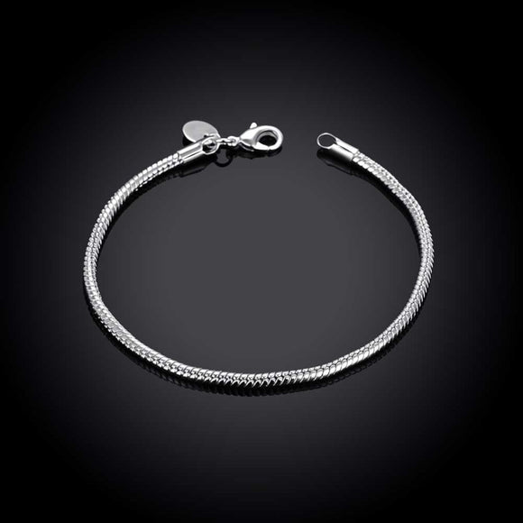 Pulsera de Plata con Hueso de Serpiente 3mm