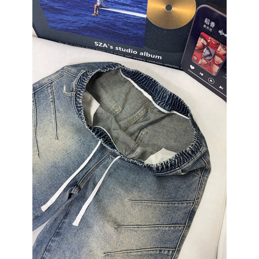 Shorts Denim Lavado con Efecto Arrugado para Hombre - Image 4