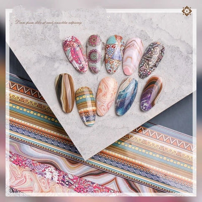 Calcomanías para Uñas Efecto Cielo Estrellado con Patrón Mármol Dorado Bohemio - Image 5