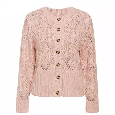 Cardigan Hueco con Estampado Floral para Mujer - Cuello Redondo Casual - Image 4