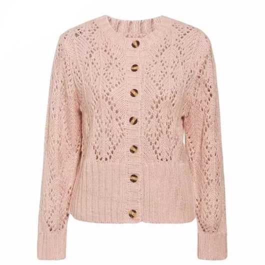 Cardigan Hueco con Estampado Floral para Mujer - Cuello Redondo Casual - Image 4