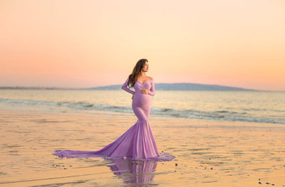 Falda Premamá Escote V Elegante para Sesión Fotográfica - Image 3