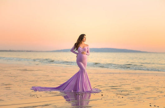 Falda Premamá Escote V Elegante para Sesión Fotográfica - Image 3